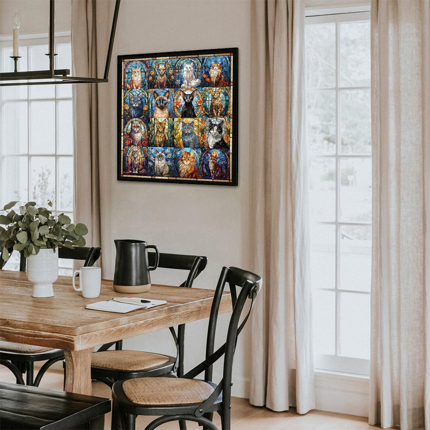 Stained Glass Puzzle Cat Puzzles For Adults 1000 Pieces, Colorful Kitty Kitten Collage Puzzles 1000 Pieces, Hard Difficult Impossible Challenging Jigsaw Puzzles For Adults