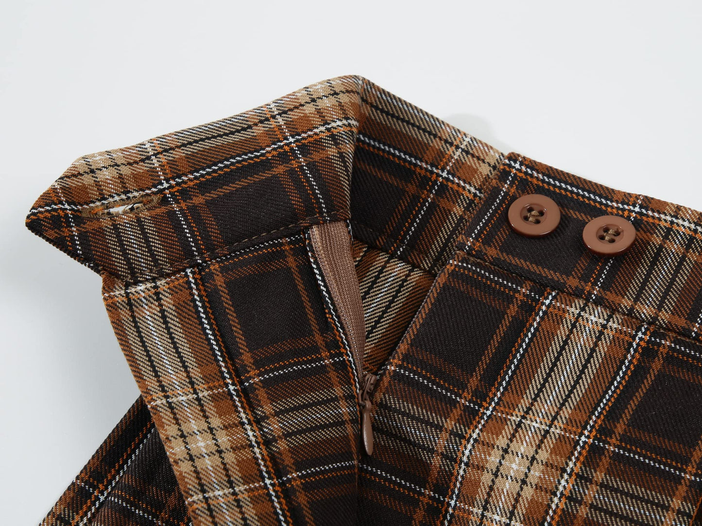 Womens Short Pleated Plaid Costumes Skirt(Dark Brown Mixed White,4Xl)