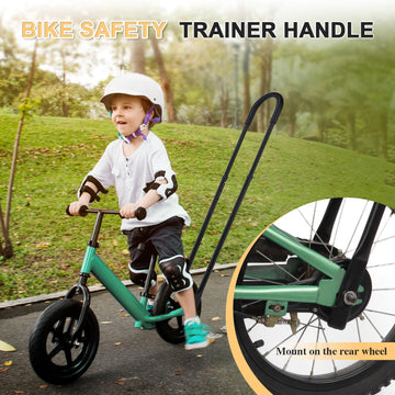 Lisrugen Professional Bike Training Handle, 6 Height Adjustable Push Handle For Kids Bikes, Safety Bicycle Trainer Ideal For Tea