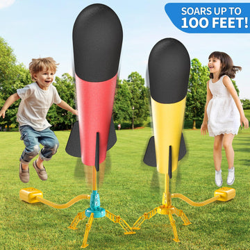 Temi 2 Pack Rocket Launcher For Kids, 12 Foam Rockets And 2 Launcher Pad, Launch Up To 100+Ft, Kids Outdoor Toys, Birthday Gift