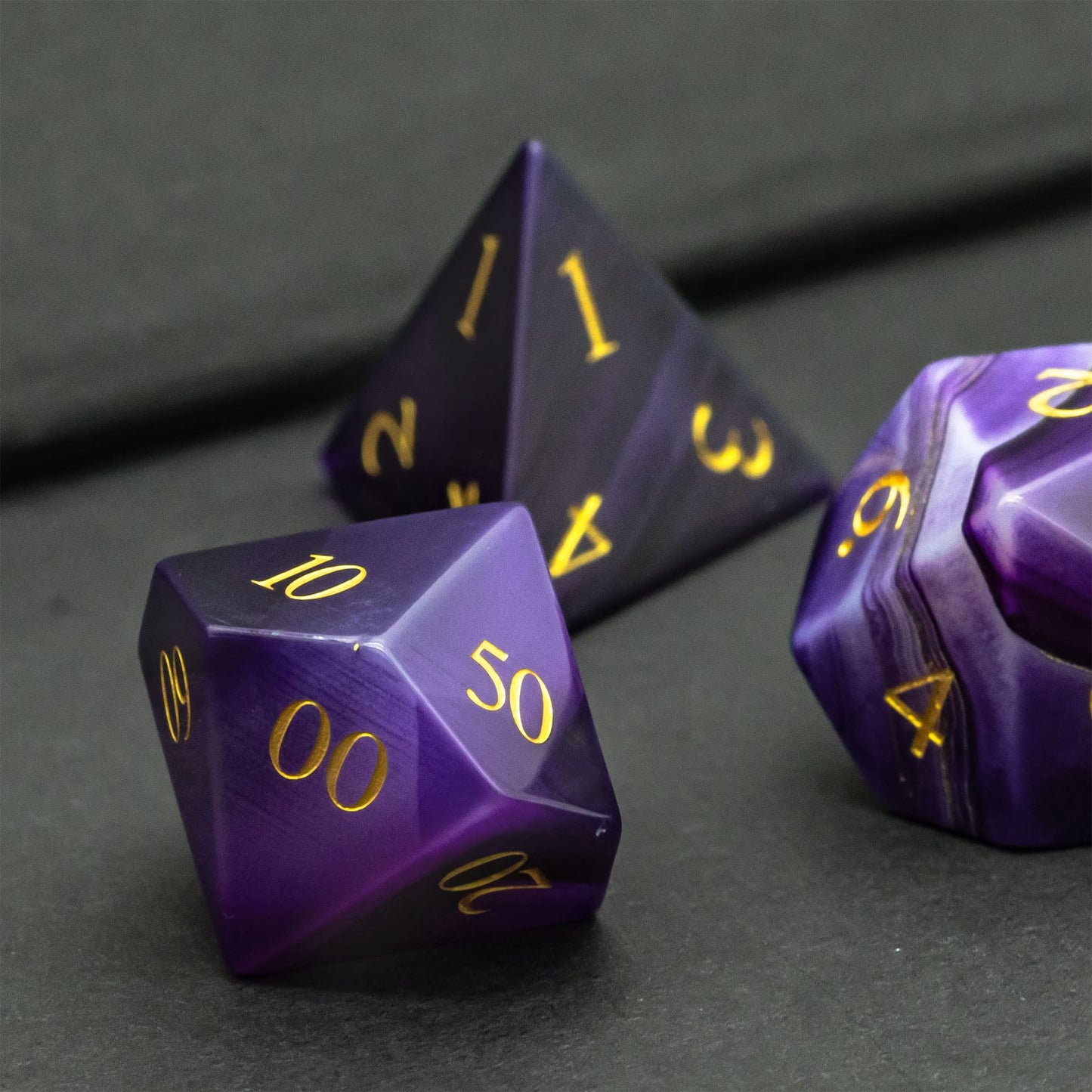 UDIXI Gemstone DND Dice Set, 7PCS Purple Agate Stone D&D Dice Polyhedral Dice for Dungeons and Dragons Role Playing and Other Ta