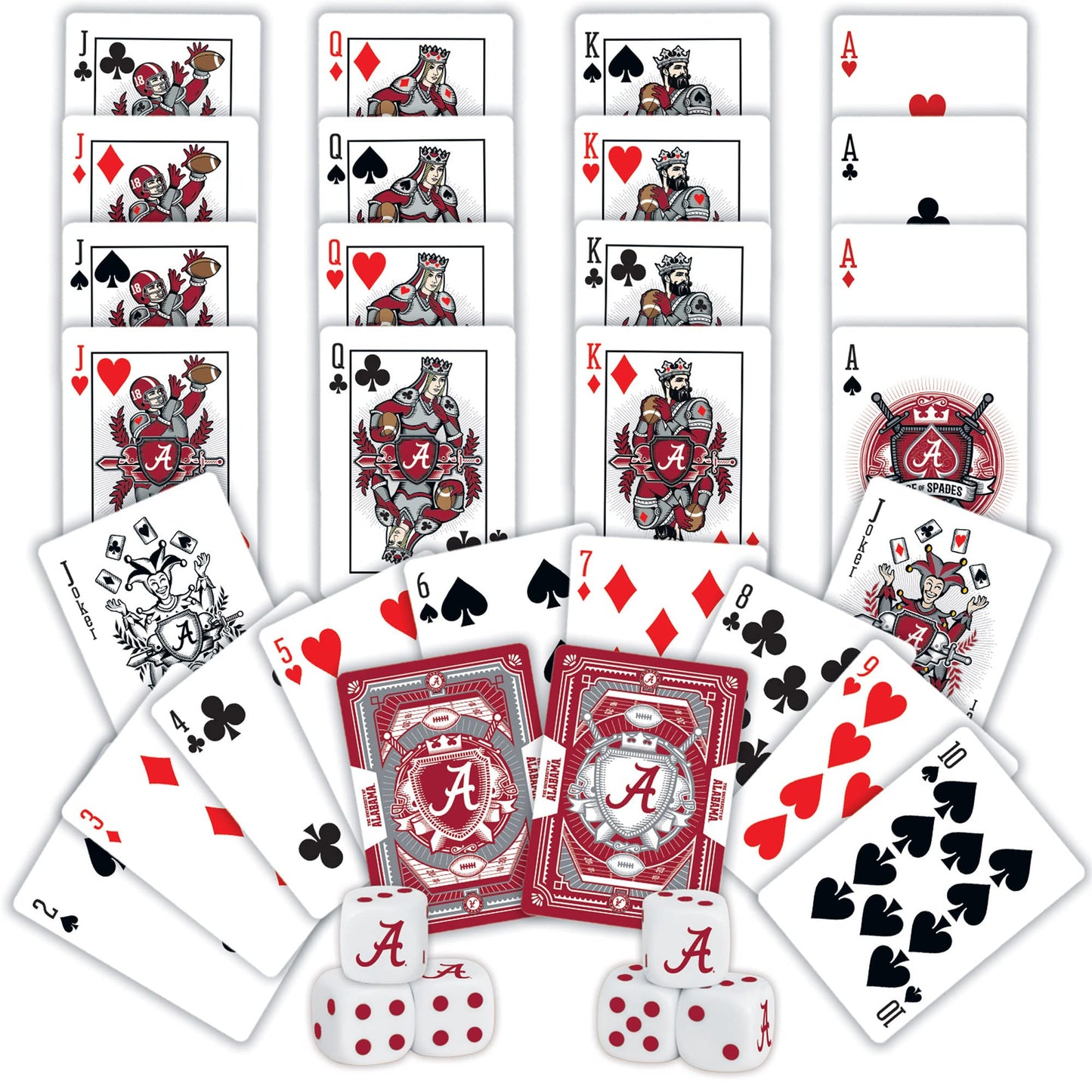 Masterpieces Game Day - NCAA Alabama Crimson Tide 2-Pack Playing Cards & Dice Pack - Officially Licensed Set for mature-themeds and Family