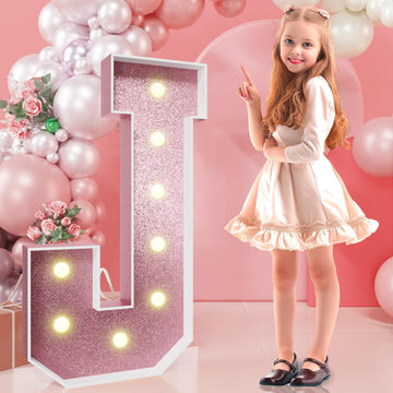 Imprsv Marquee Letters Rose-Gold 3Ft: Rose Gold Party Decor - Light Up Letter J Large 3 Feet Tall - Party Decorations Letter For