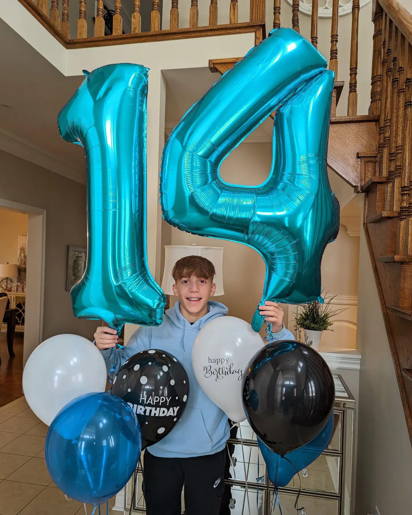 4 Balloon, Blue Number Balloons 40 Inch, 4Th Blue Party Decorations, 4 Year Old Four Large Numbers For Party Decor, Number 4 Bal