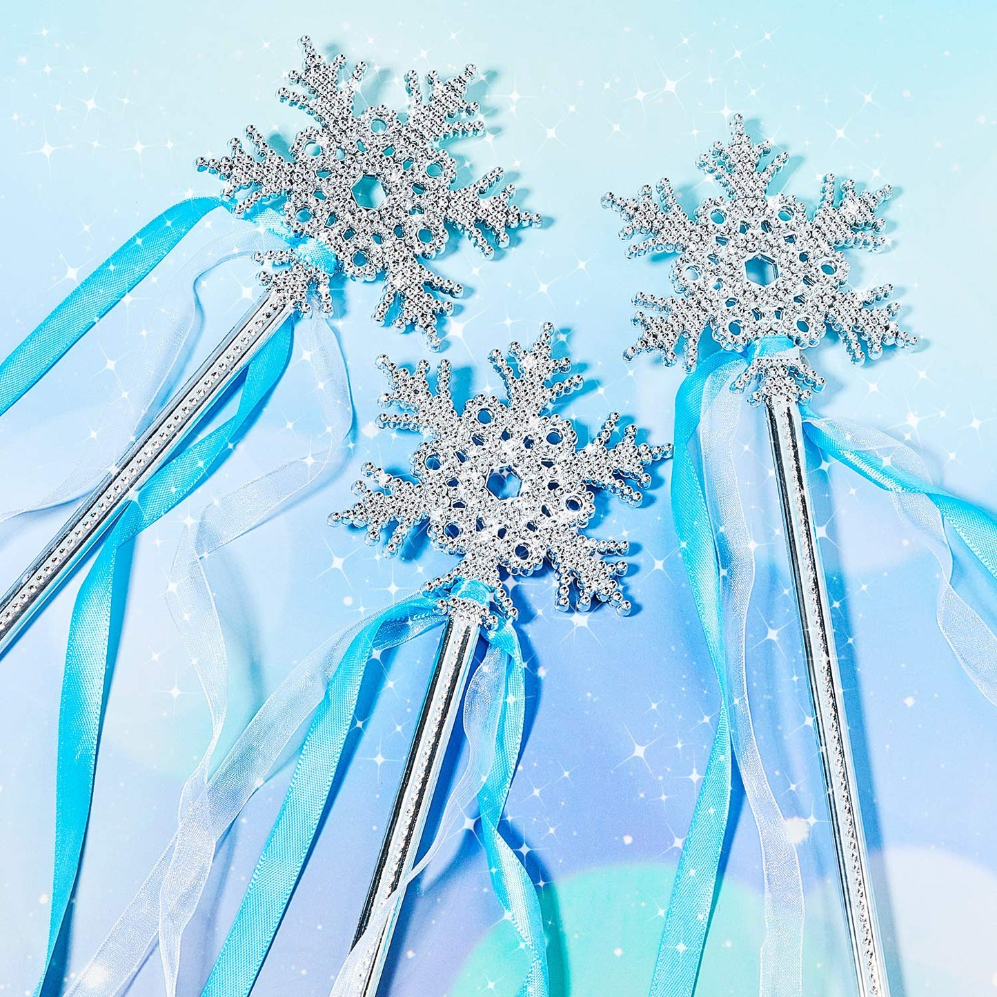 Gejoy Silver Snowflake Magic Wand - 36 Pcs Frozen Snowflake Princess Wand Winter Theme