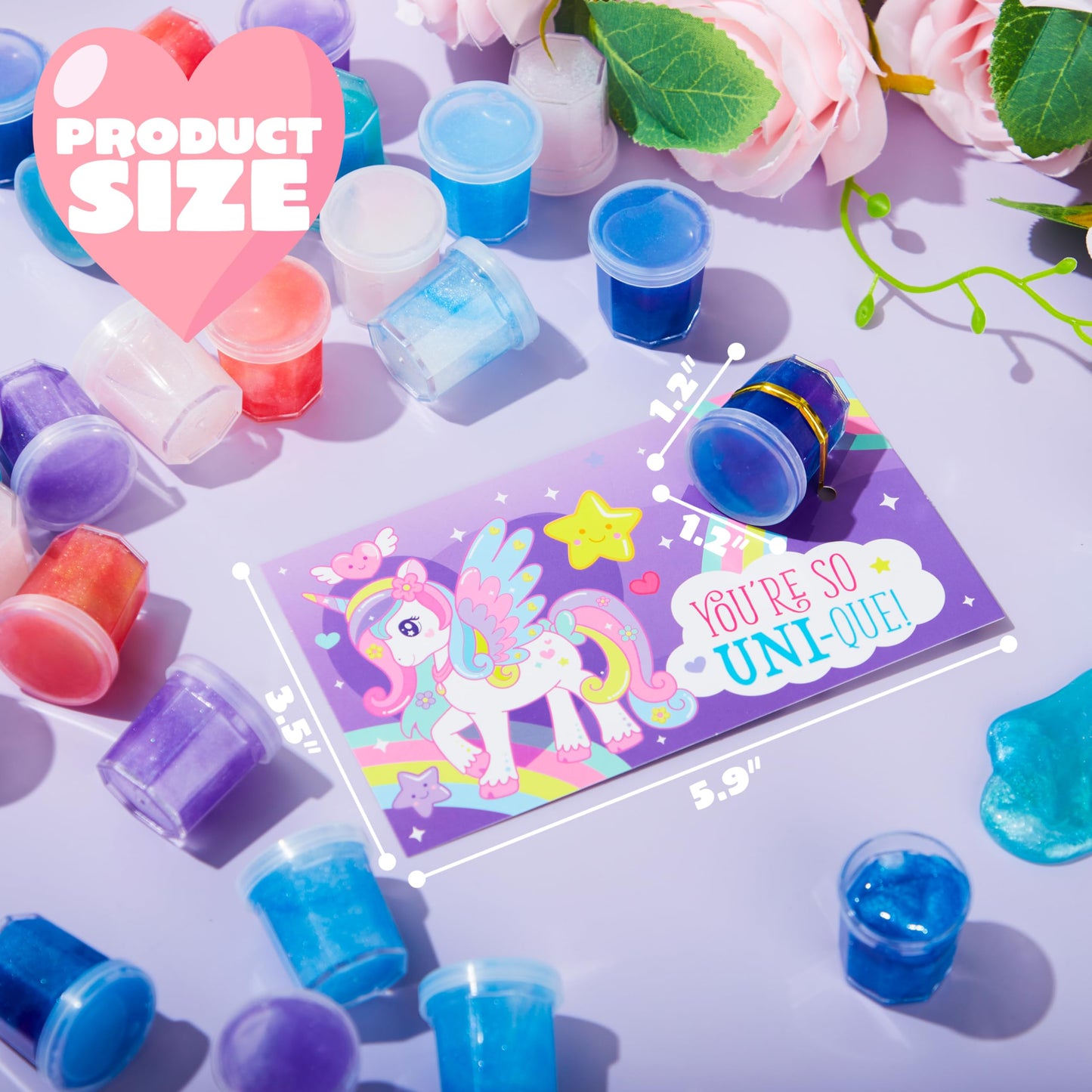 Joyin 30 Pcs V-Day Gift Cards With Fantasy Slime Stress Relief Fidget Toy For Kids, Classroom Exchange Prizes, Valenti Party Favors, Exchange Gifts Greeting Card