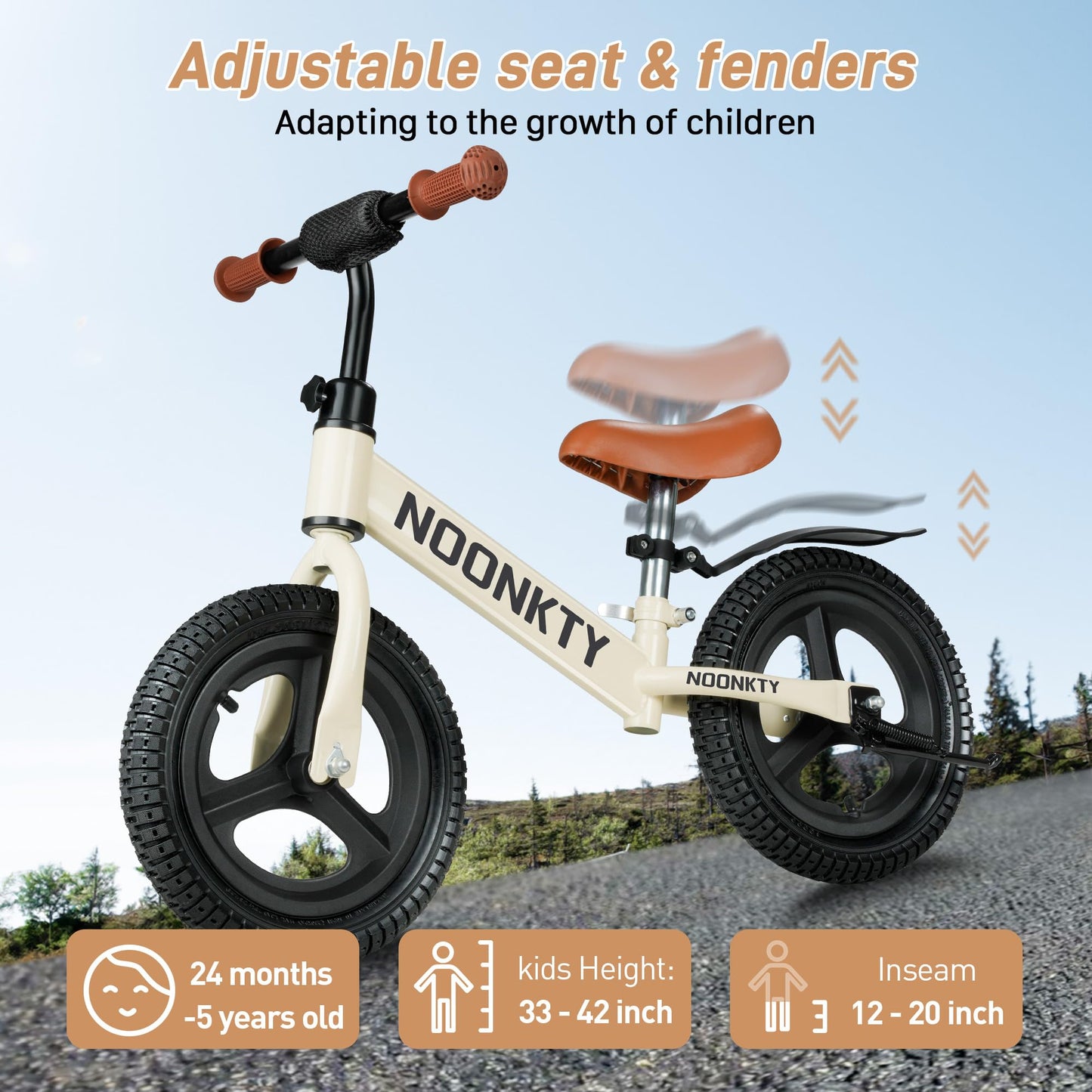 Toddler Balance Bike 2 Year Old,Age 24 Months To 5 Years Old,12 Inch Toddler Bike,No Pedal Beginner Kids Bicycle,Rubber Inflatab