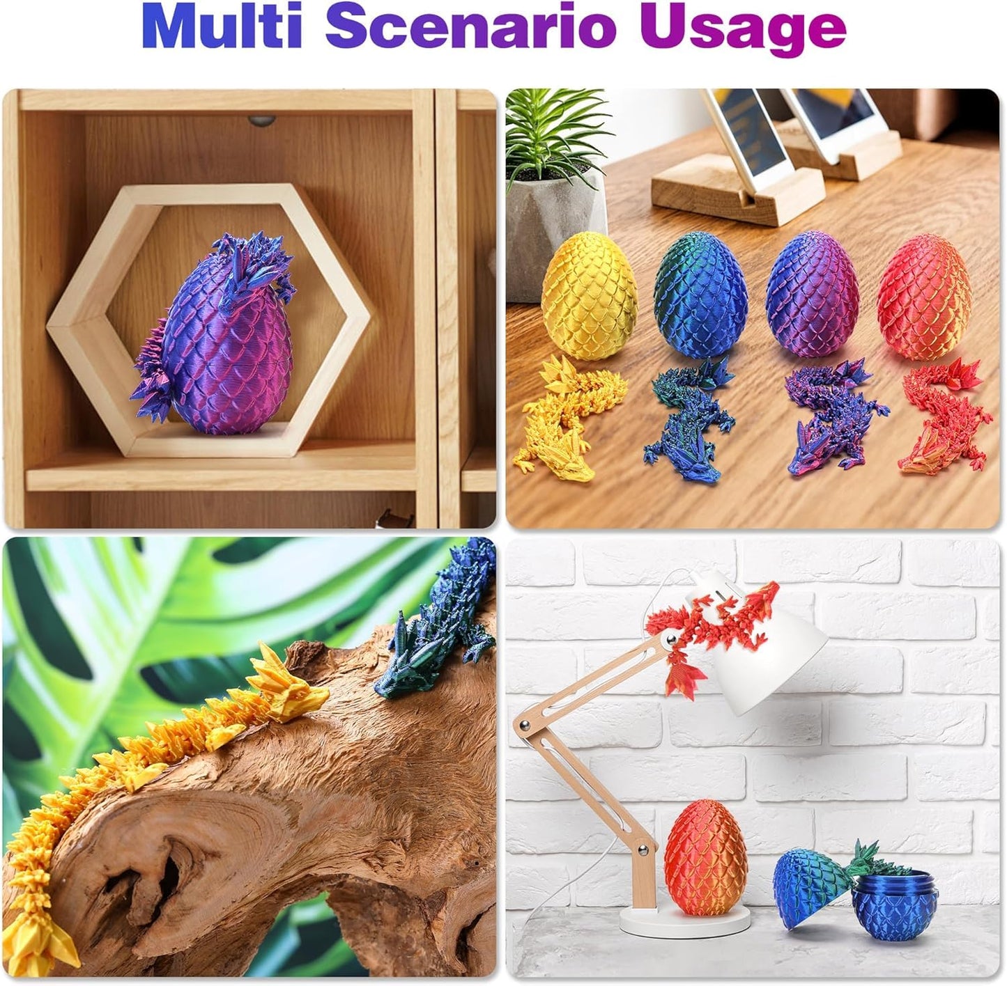 Easter Basket Stufers, 4 Pcs Mini 3D Printed Dragon Eggs With Crystal Dragon Inside, Easter Egg Fillers Easter Gifts For For Chr