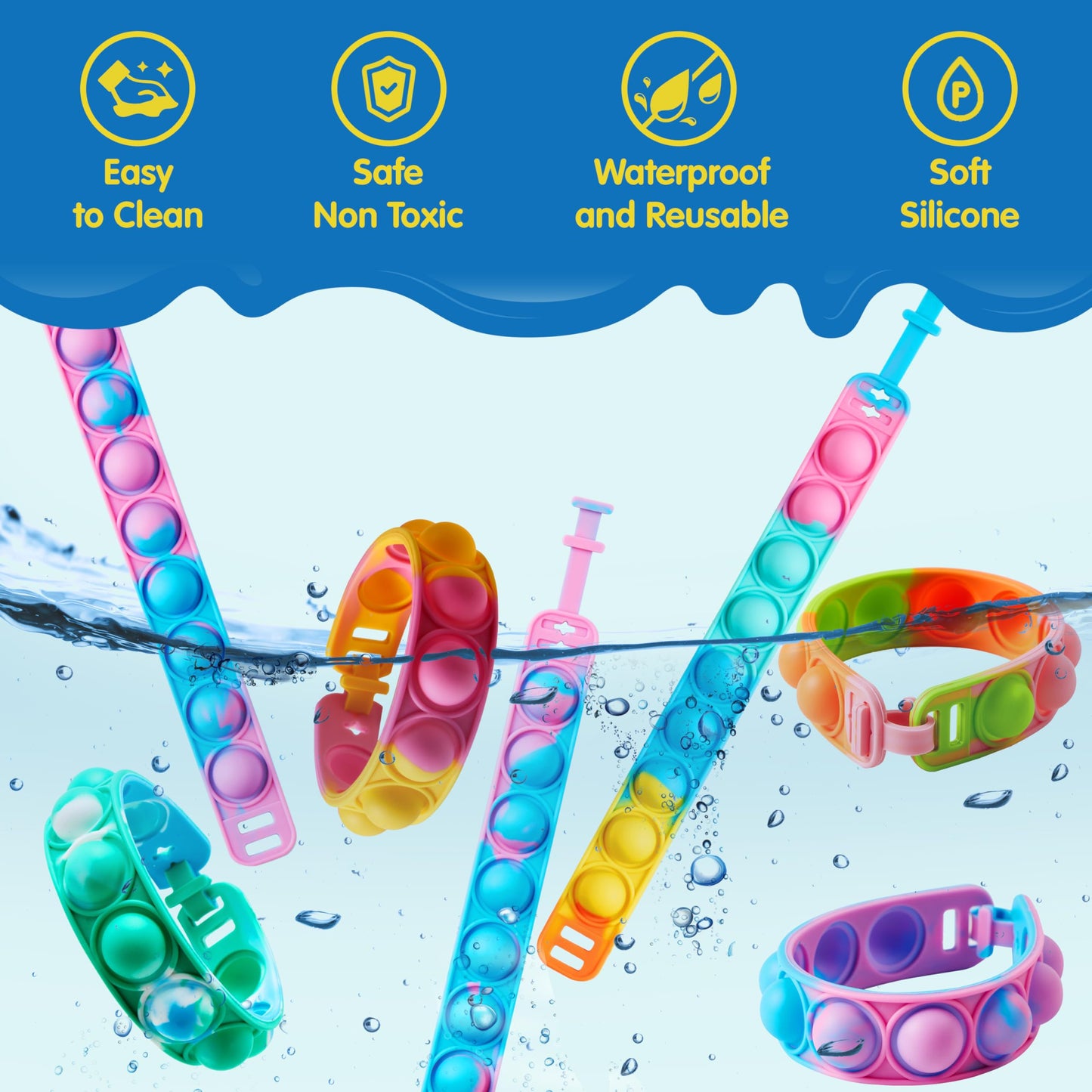 Joyin Pop Fidget Toys Pops Bulk 100 Pack Party Favors For Kids 4-8,8-12 Year, Fidget Bracelets Sensory Toys For Classroom Birthday Carnival Prizes Gifts Goodie Bags Stuffers For Kids