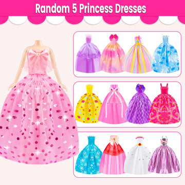 110 Pcs Doll Clothes And Accessories - Doll Dress Up Toys For Girls With Wedding Dresses, Casual Dresses, Casual Jumpsuit, Swims