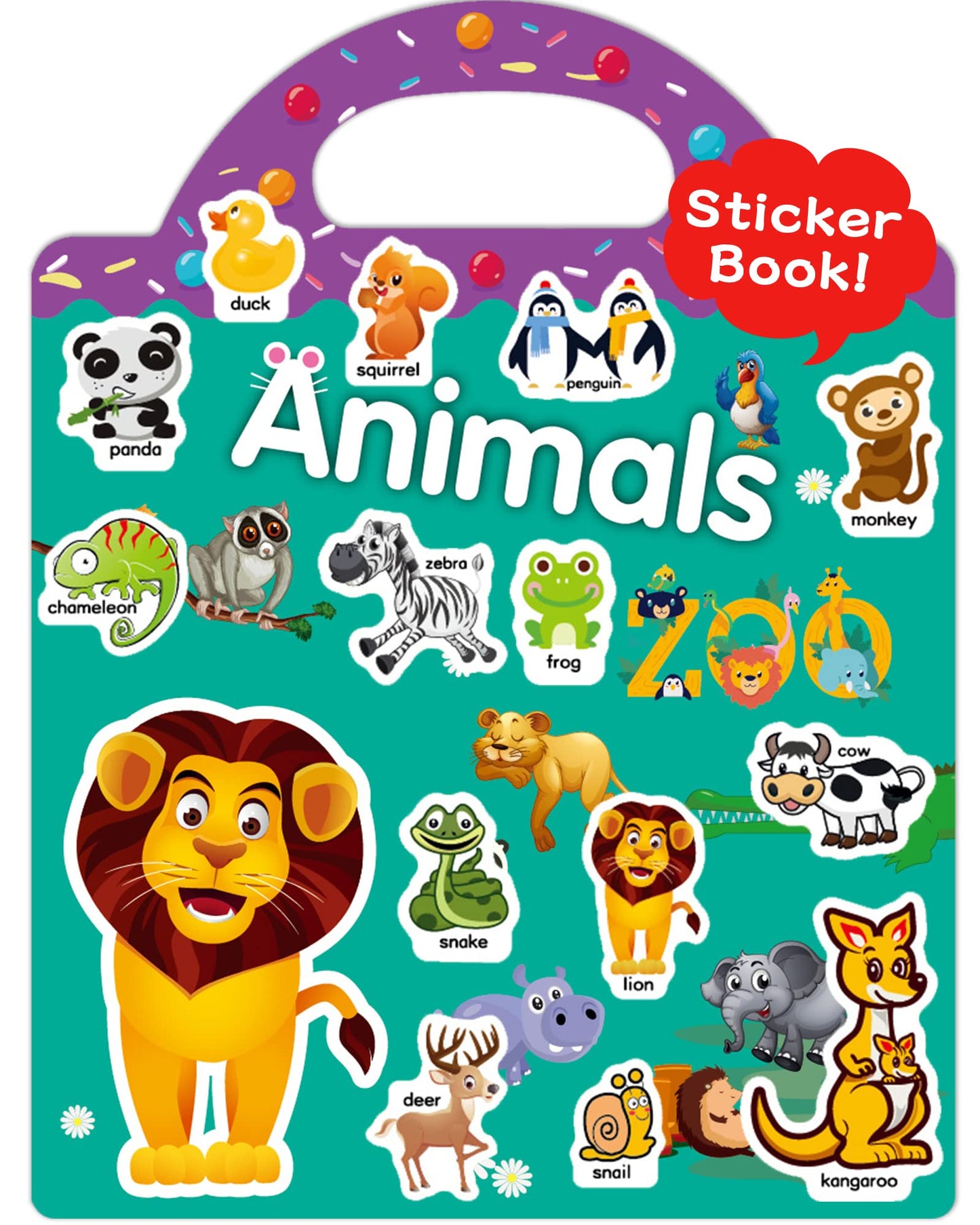 Benresive Reusable Sticker Book For Toddlers 2-4 Years, Fun Travel Stickers For Kids, Waterproof Sticker Books For Toddlers 1-3, Crafts Activities For Todddlers 1-3 2-4 3-5 - Animals Zoo