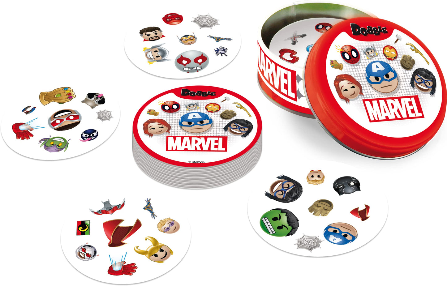 Asmodee | Dobble Marvel Emoji | Card Game | Ages 6+ | 2-8 Players | 15 Minutes Playing Time