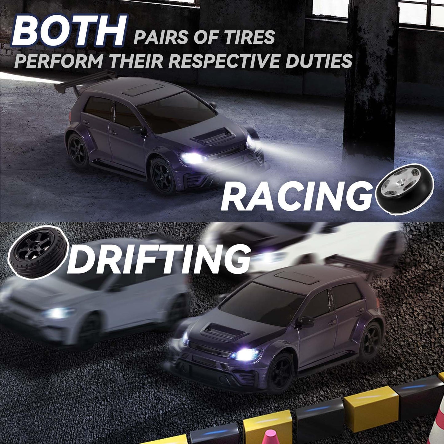 Fairrc 1/43 Scale Mix GO CA51 4WD Micro Drift Car - Mini RC for Desk and Adults, 2.4GHz High Speed With 4 Smooth Hard Tires RTR