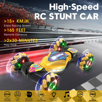 Gesture RC Car - Gesture Sensing RC Stunt Car Toys for Boys Girls Aged 6-12, 2.4GHz 4WD Hand-Controlled Remote Control Twist Car