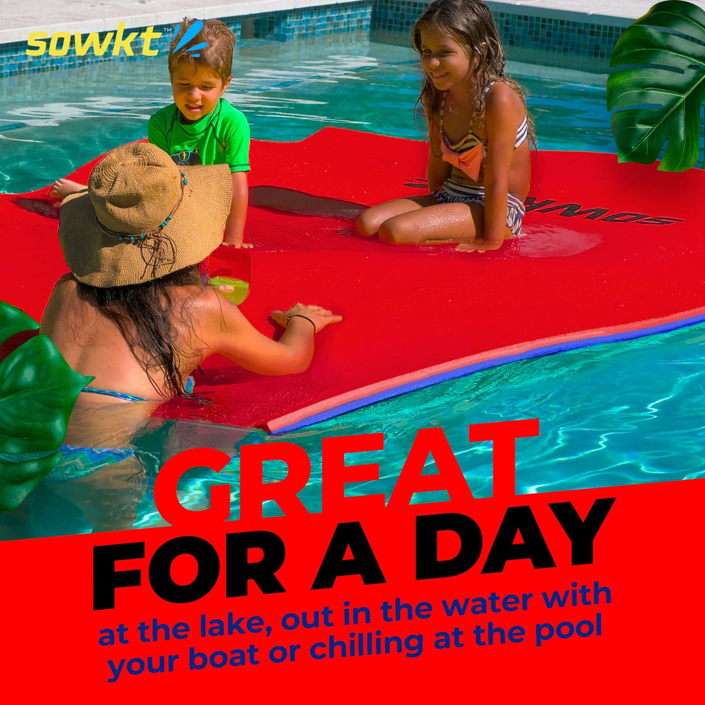 Sowkt Lily Pad Floating Mat (9X6 Ft) - Made In Usa - Premium Floating Water Mat For The Lake And Boating - Giant Floating Water