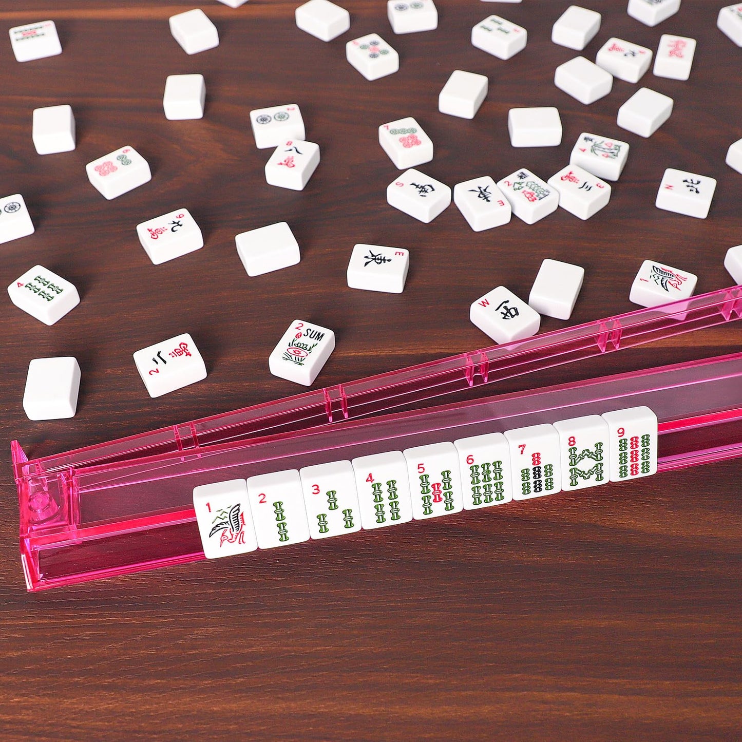 Zgme American Mahjong Set,166 White Tiles With Black Rectangular Bag And Accessories,4 All-In-One Mahjong Racks With Pushers,Com