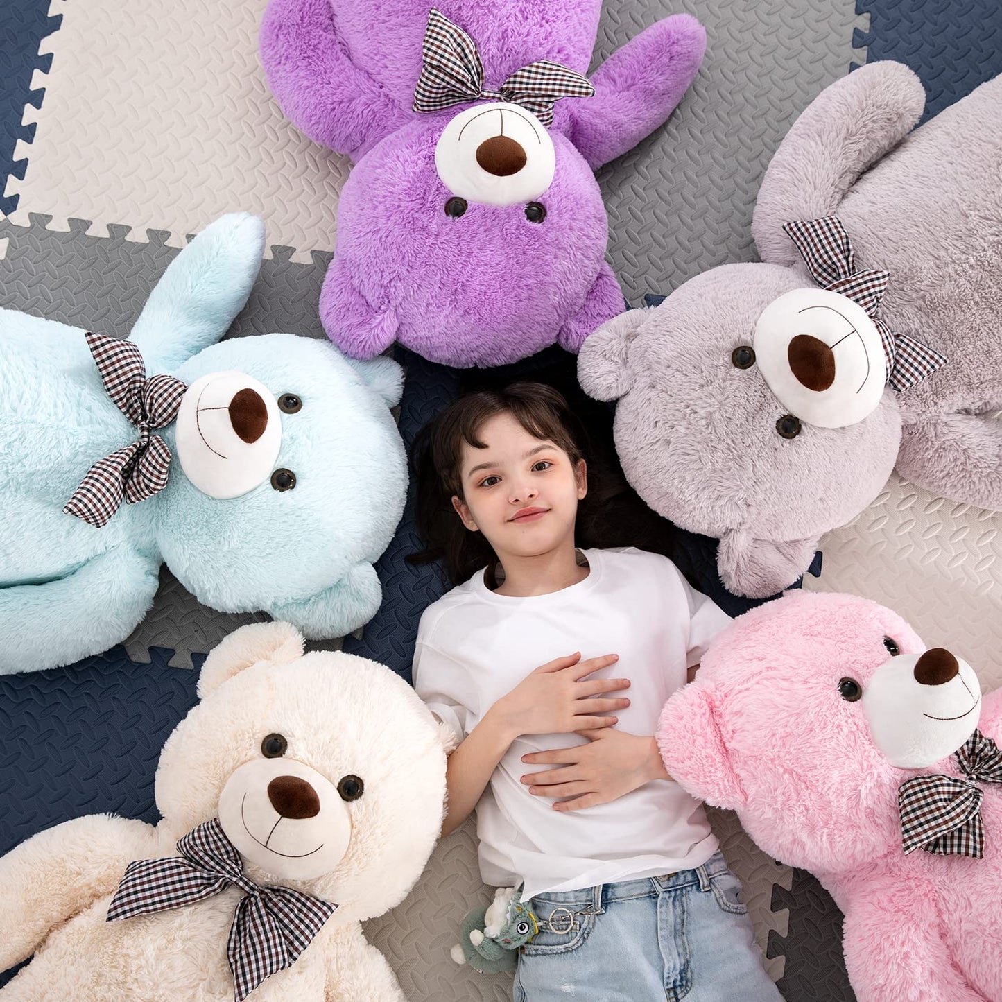Morismos Giant Teddy Bear Stuffed Animals, Big Teddy Bear Plush Toy For Girlfriend Girls Christmas Valentine'S Day Birthday (Light Gray, 47 Inches)