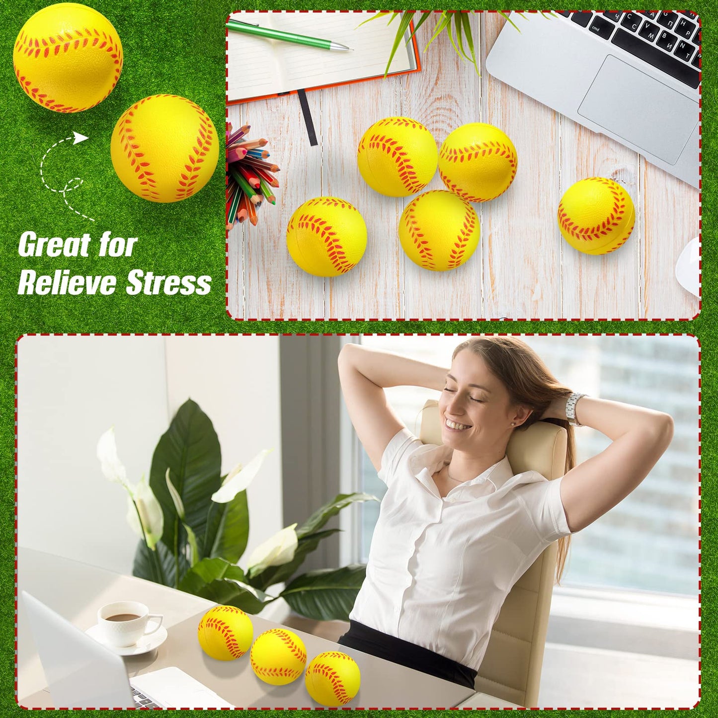 36 Pieces Mini Softball Stress Ball Baseball Sports Foam Squeeze Balls Party Favor Tiny Baseball Toys For Stress Anxiety Relief Team Party Bag Gift Fillers School Carnival Reward Ball Games(Yellow)