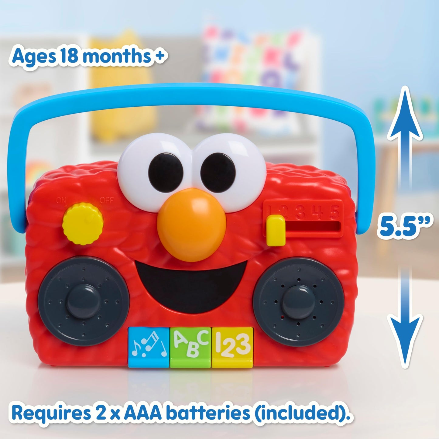 Just Play Sesame Street Elmo Take Along Mini Boombox, Kids Toys For Ages 2 Up