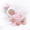 Reborn Baby Doll 12 Inch - Full Vinyl Body Dreamy Girl With Bunny Hat & Lace Flower Dress - Realistic Collectible Baby Doll Gift