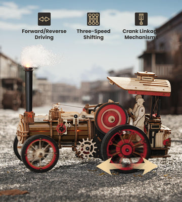 Wowood 3D Wooden Puzzles for mature-themeds Steam Locomotive Model Cars Kits for mature-themeds 3D Wood Puzzle mature-themed Valentines Day Gift Model Building Kits Train/Hobbies/Crafts for mature-themeds Kids