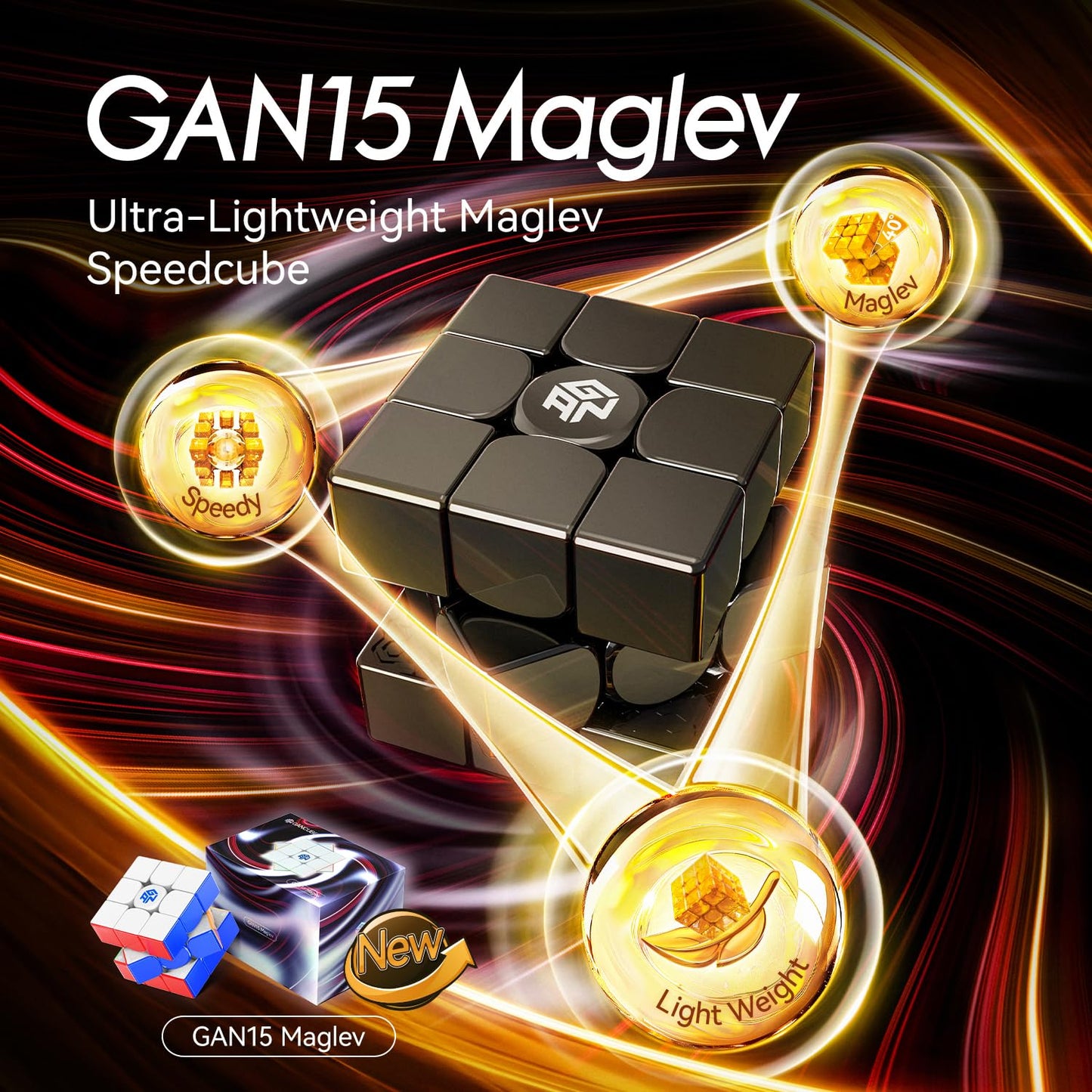 Gan15 Maglev Speed Cube 3X3, Gan Magnetic Cube Perfectly Combines Weight, Magnet And Structure, 58.6G Ultra-Lightweight, Brain T