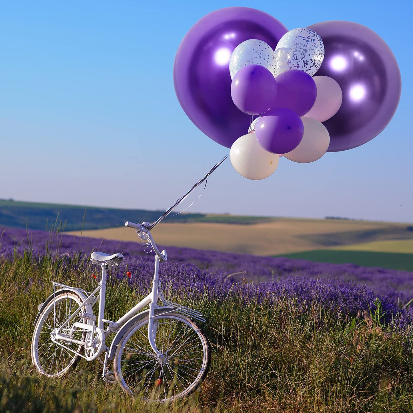 100 Pieces Latex Balloons Different Sizes 18/12/10/5 Inch Party Balloon Kit For Valentines Birthday Baby Shower Wedding Bride Graduation Party Decoration (Metallic Purple)