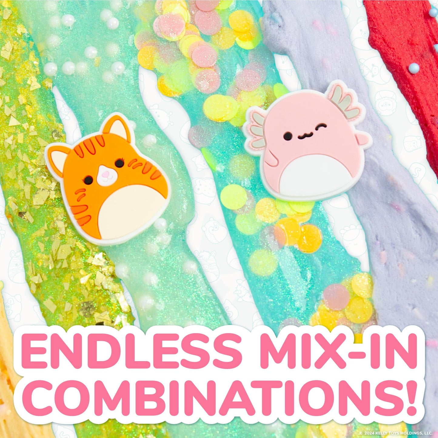 Squishmallows Original Ultimate Slime Mix'Ins, 10-Pack, Glitter & Cloud Slime, 8 Fun Slime Add Ins, Pre-Made Slime For Kids, Crunchy Slime, Slime Bulk, Great 6 Year Old Toys, Super Soft Sludge Toy