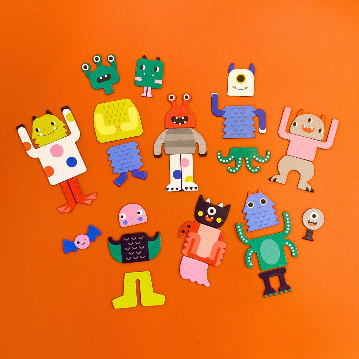 Petit Collage Magnetic Play Set, Monsters - Mix & Match Magnetic Game Board, Ideal For Ages 3+ - Includes 2 Magnetic Scenes And