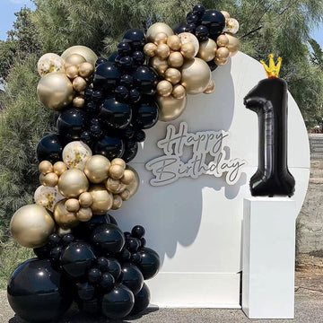 Gifloon Black Number 1 Balloon With Crown, Large Number Balloons 40 Inch, 1St Birthday Party Decorations First Birthday Sign Dec