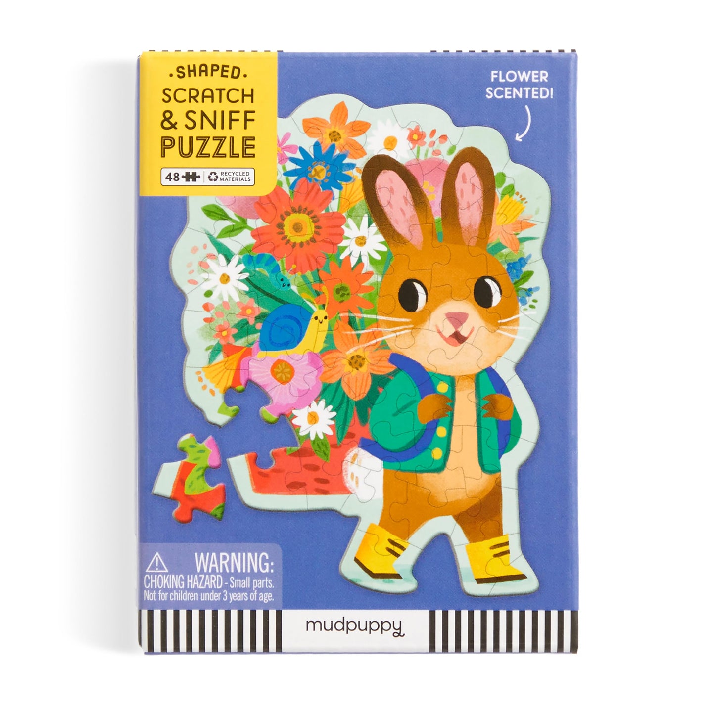 Mudpuppy Bunny Bouquet 48 Piece Scratch & Sniff Shaped Mini Puzzle With Colorful And Fun Illustrations Of A Hoppy Easter Bunny A