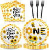 Qyeahkj 100 Pcs Bee 1St Birthday Party Supplies Paper Plates And Napkins Disposable Bee First Birthday Tableware Decorations For