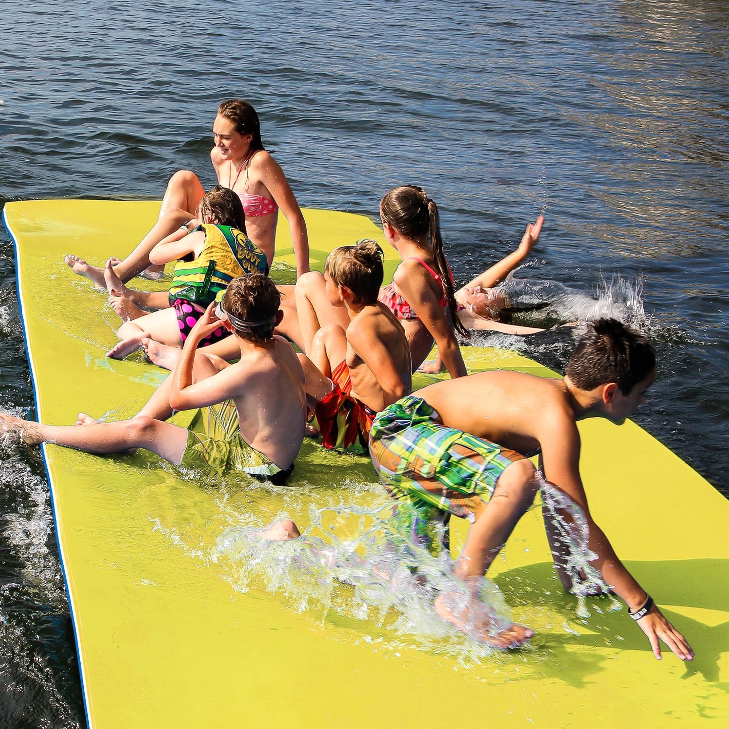 Kieperi12 Ft 3-Layer Xpe Lily Pad Floating Mat, Double-Sided Use Floating Water Mat, Floating Mat For Lack/River/Sea/Pool(Yellow