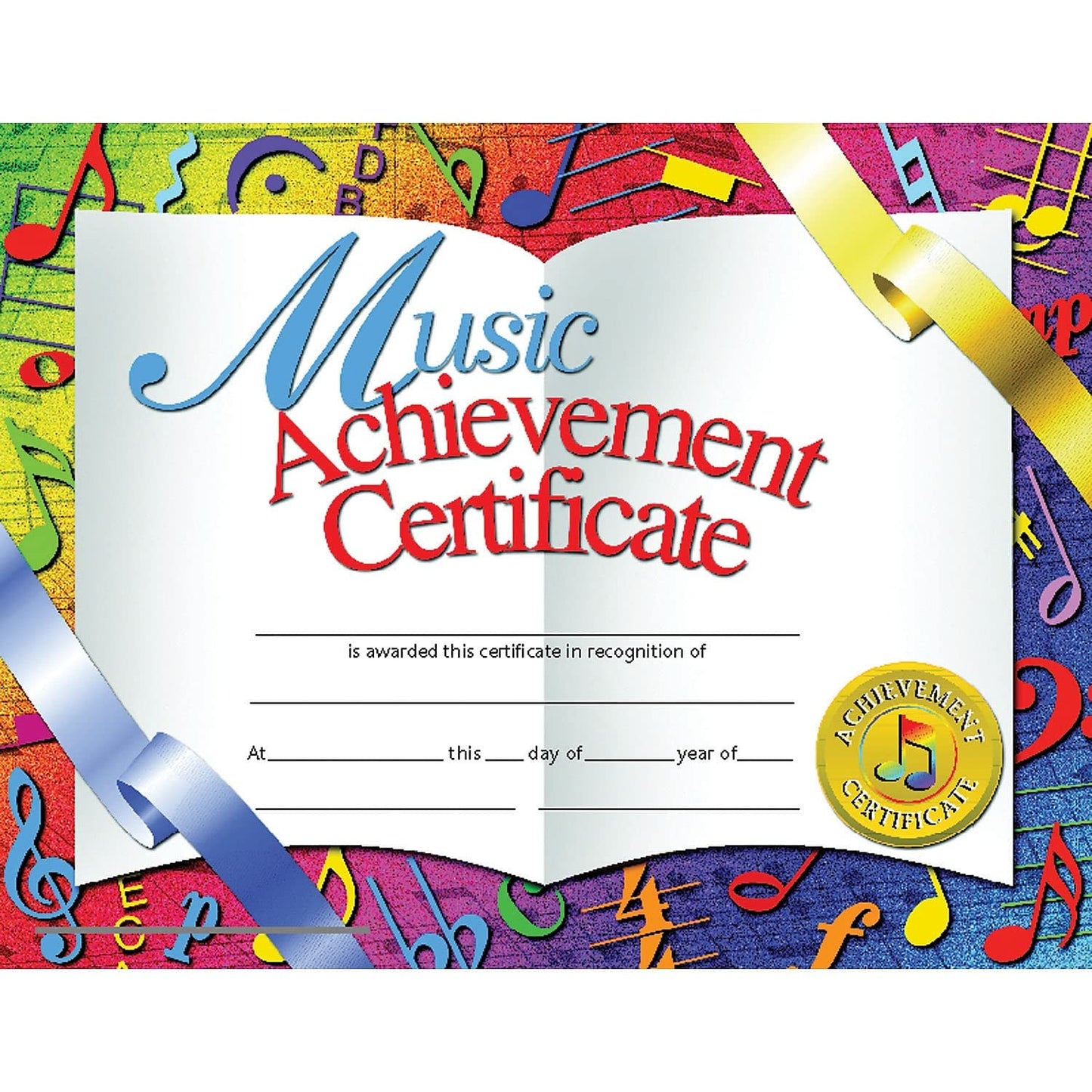 Hayes School Publishing Music Achievement Certificate, 8.5'' X 11'', Pack Of 30, Multi