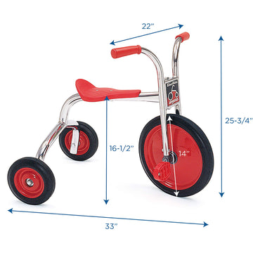 Children's Factory 14" SilverRider Toddler Tricycle, Alloy Steel, Silver-Red, AFB0300SR, Ideal for Outdoor Play, Daycare & Preschool