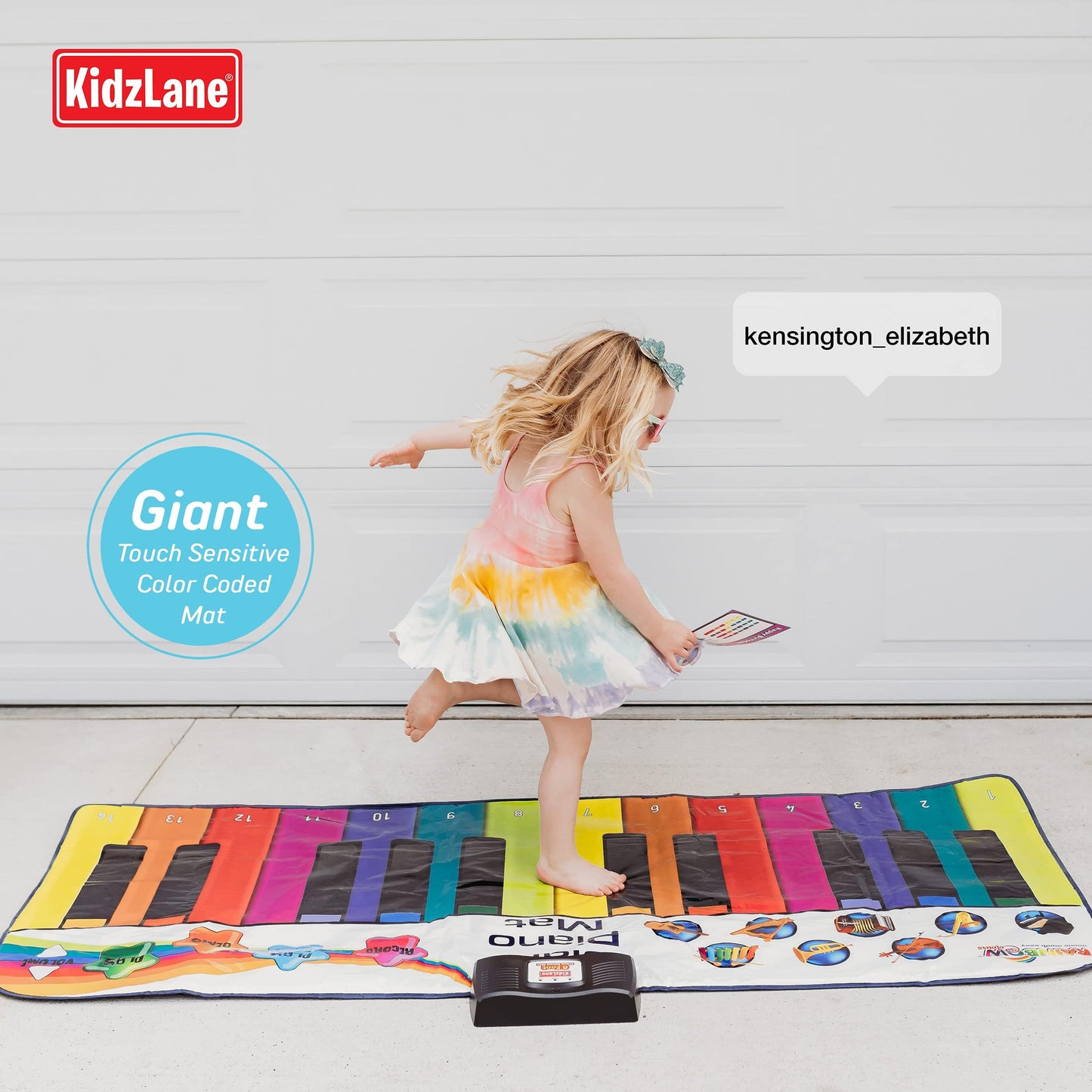 Kidzlane Floor Piano Mat For Kids And Toddlers | Giant 6 Ft. Piano Mat, 24 Keys, 10 Song Cards, Built In Songs, Record & Playbac