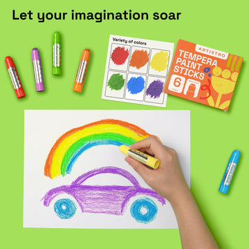 ARTISTRO 100% Washable Tempera Paint Sticks for Kids - 6 Non-toxic Paint Markers for Kids - Color Sticks with Twist Design