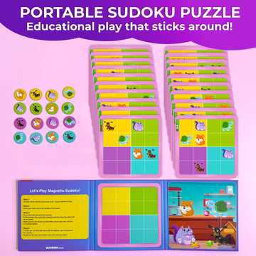 Quokka Magnetic Sudoku Toddler Puzzles Ages 2-4 - 20 Pieces Puzzles For Kids Ages 4-6 - Puzzle For Kids Ages 3-5 Sudoku Book With 3 Levels: Easy, Medium, Hard - Educational Portable Travel Game