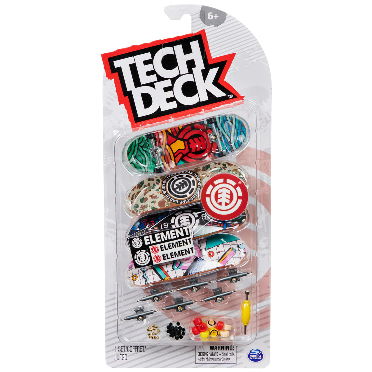 TECH DECK, Ultra DLX Fingerboard 4Pack, Element Skateboards, Collectible and Customizable Mini Skateboards, Kids Toy for Ages 6