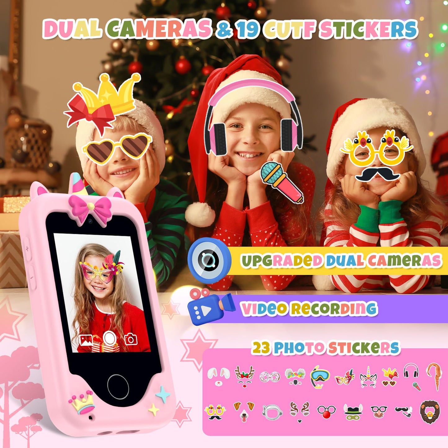 Nikuku Kids Smart Phone for Girls, Christmas Birthday Gifts for Girls 3-8 Year Old, Toddler Play Cell Phone Toys with Puzzle Gam
