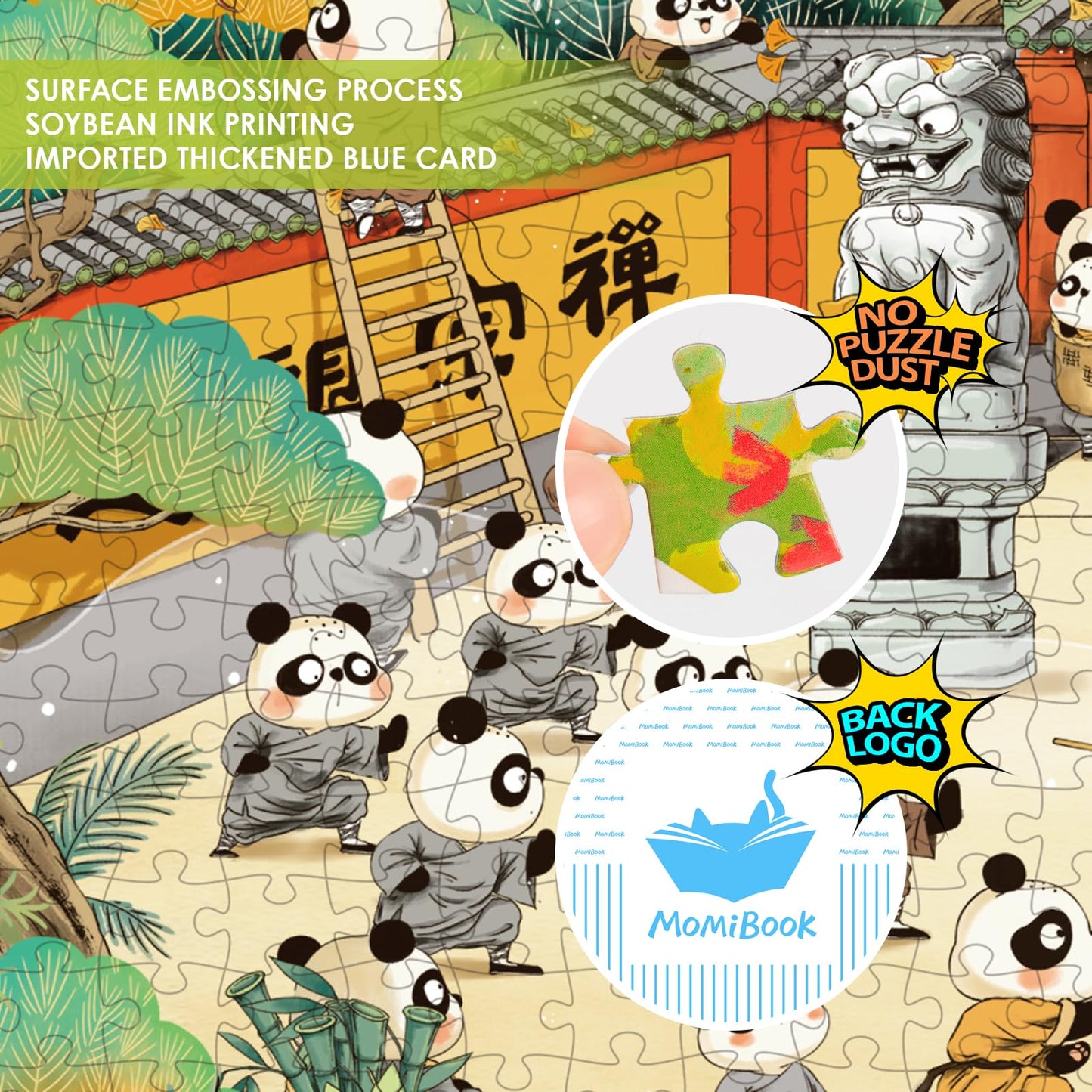 Puzzles For Adults 1000 Pieces, Momibook Jigsaw Puzzles Of Animal Chinese Panda, Painting Image 81.3X40.6Cm(32''X16'') Toys & Ga