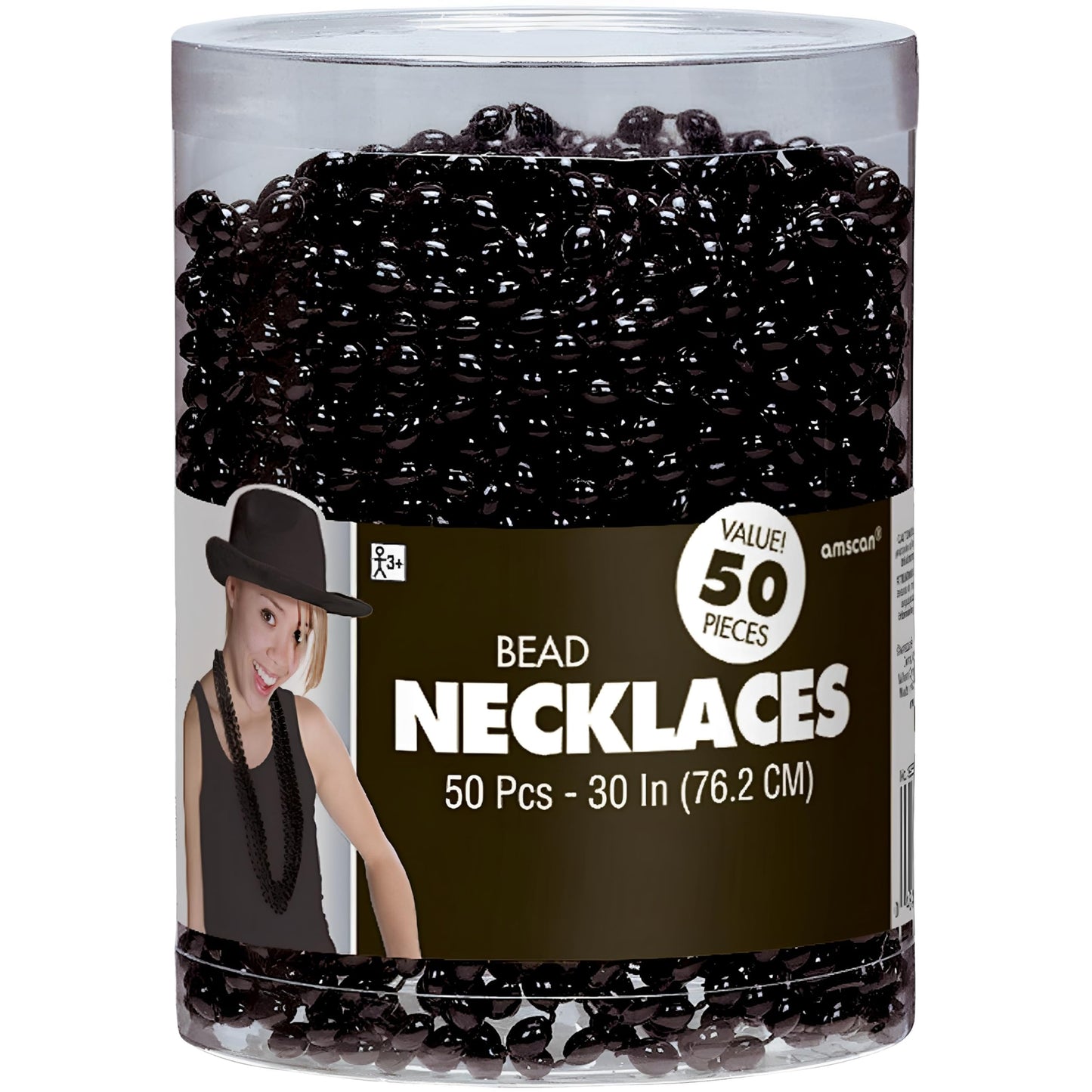 Sparkling Black Metallic Oval Bead Party Necklaces (50 Pcs.) - 30'' - Elegant & Vibrant Accessories - Perfect for Any Occasion