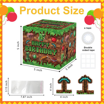 Surprise Money Box Gift Pull For Game Lover- Pixel Game Happy Birthday Money Box For Cash Gift Set Included Happy Birthday Card