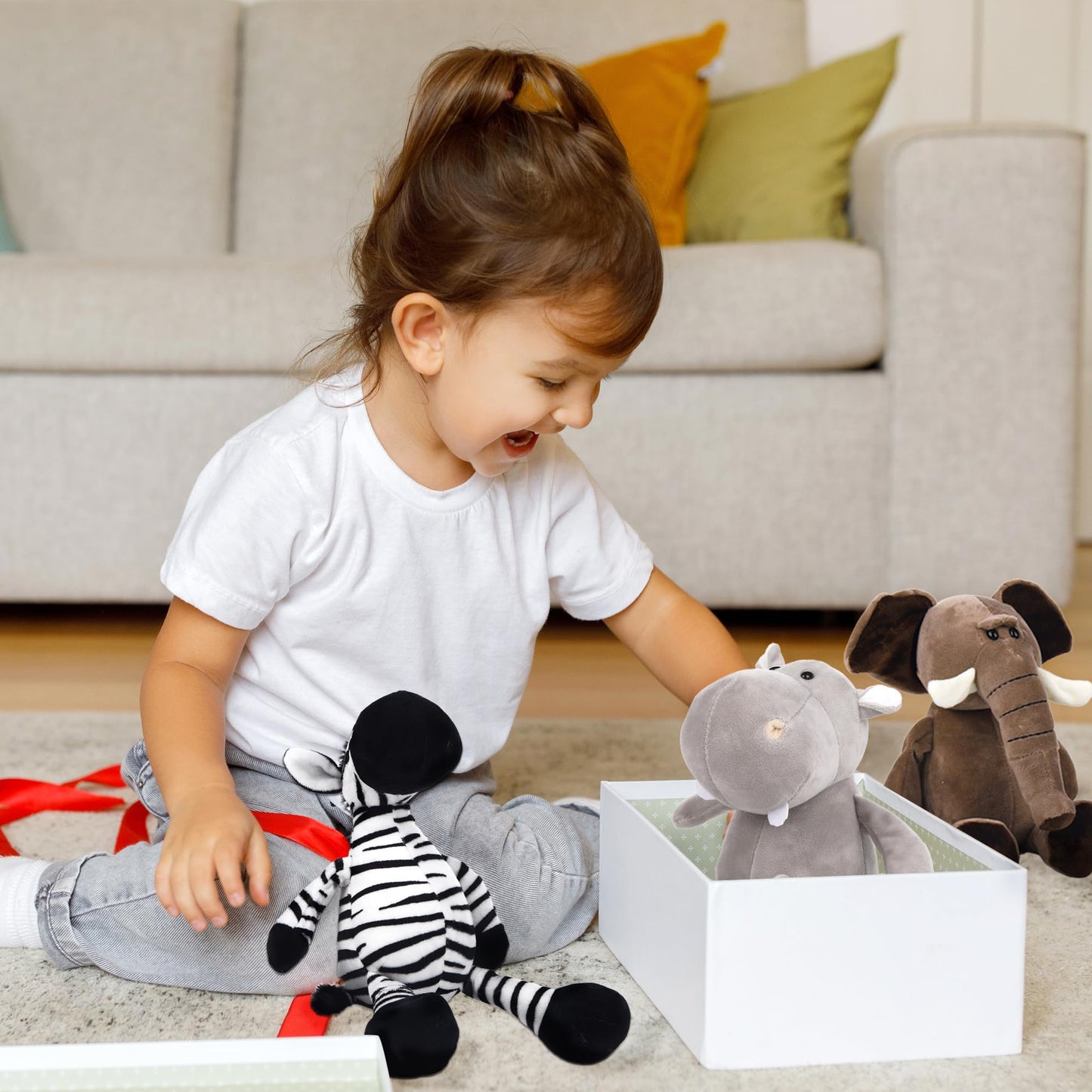 Elcoho 8 Pieces Safari Stuffed Animals Plush Jungle Animal Toys 9.8 Inch Zoo Stuffed Animals Set Cute Plush Toys For Animal Themed Parties Teacher Student Award, 8 Styles