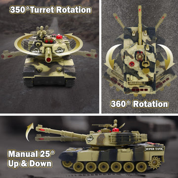 Remote Control Tank For Boys - Kids Simulated Army Tank Toy, 1:28 Scale 8 Channels Rc Tanks With Toy Soldiers, 2 Batteries, Rota