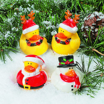 Fun Express Vinyl Holiday Rubber Duckies | 12 Count | Great For Party Favors, Children'S Birthday Bash, Holiday Celebrations
