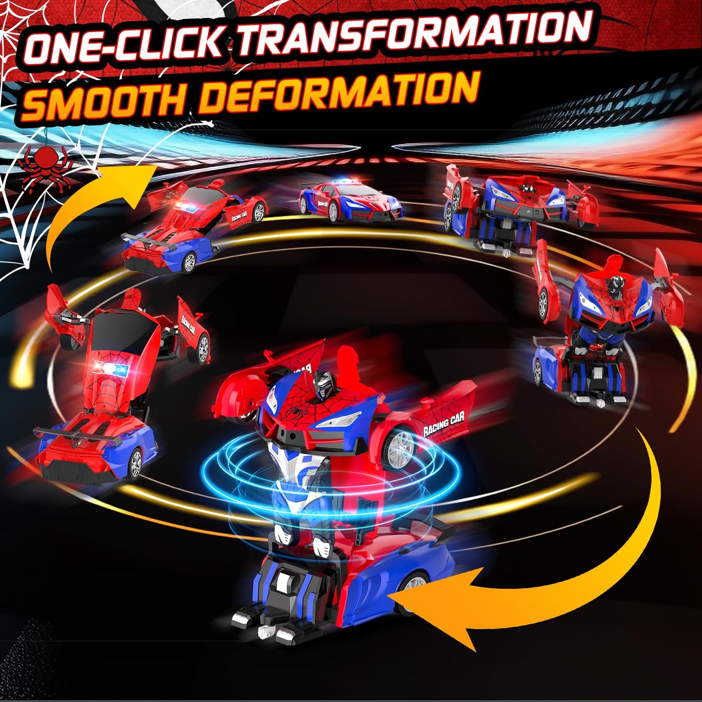 CEGOUFUN Remote Control Car for Kids, Rc Cars for Boys Age 8-12, One Button Transformation to Robot with Flashing Light 2.4Ghz T