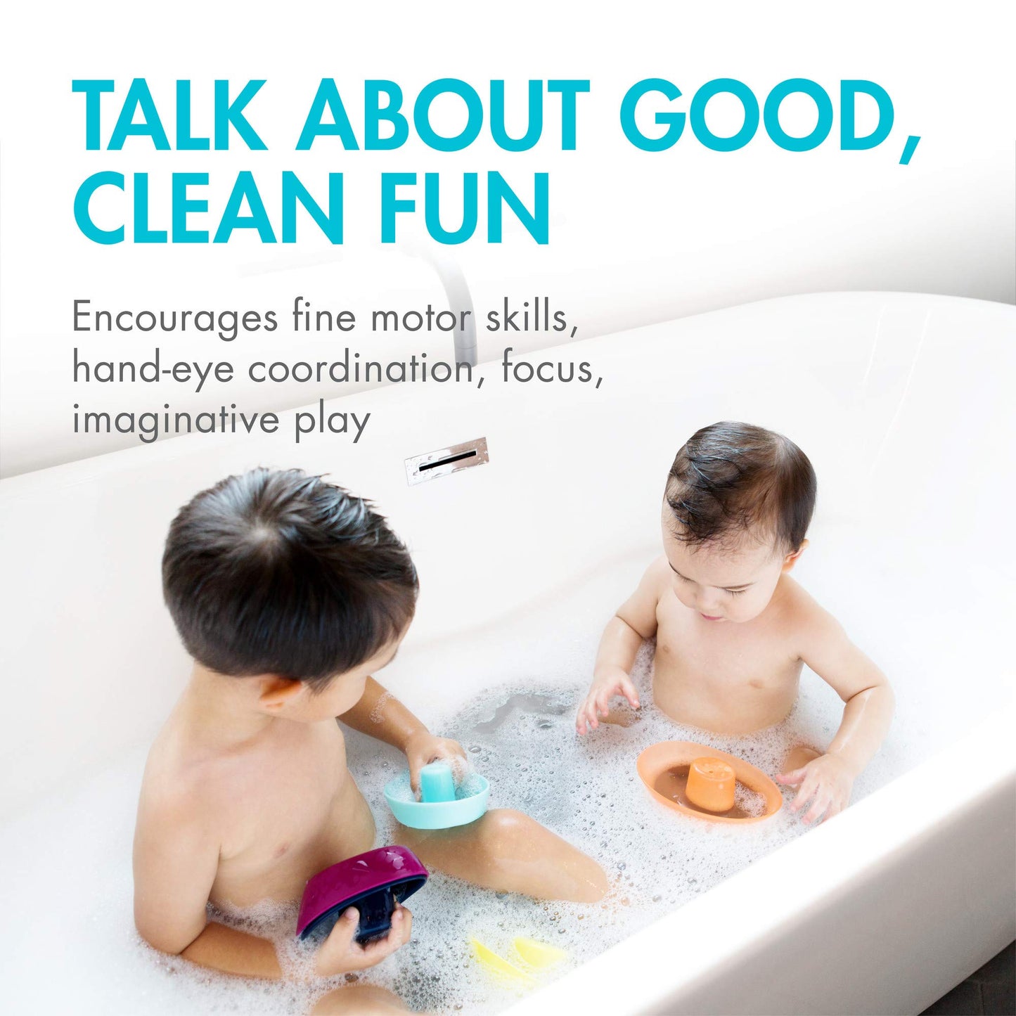 Boon Fleet Toy Boat Baby Bath Toys - Stacking Boat Toy Set For Bath Time Fun - Toddler And Baby Stacking Bathtub Toys With Drain Holes - 5 Count - Ages 10 Months And Up