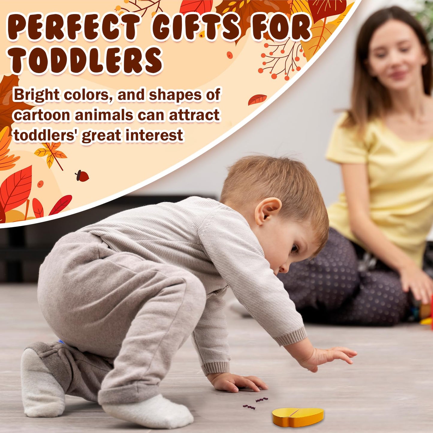 Thanksgiving Toys Wooden Puzzles Gift For Toddler, 6 Pack Puzzles Thanksgiving Autumn Fall Harvest Party Favors For Toddlers 1 2