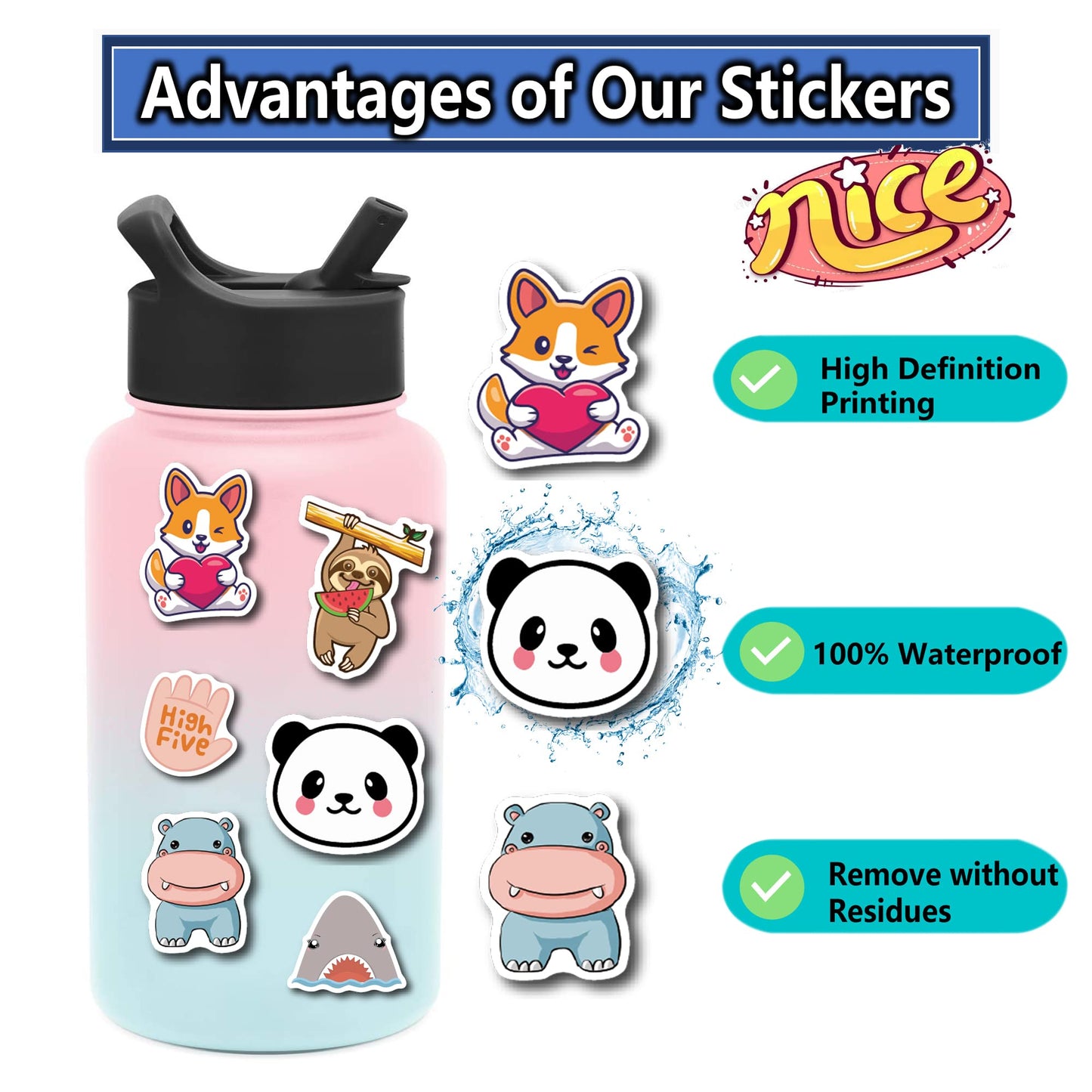 Stickers For Water Bottles, 200Pcs Water Bottle Stickers For Kids, Waterproof Stickers Vinyl Stickers, Cute Stickers Pack